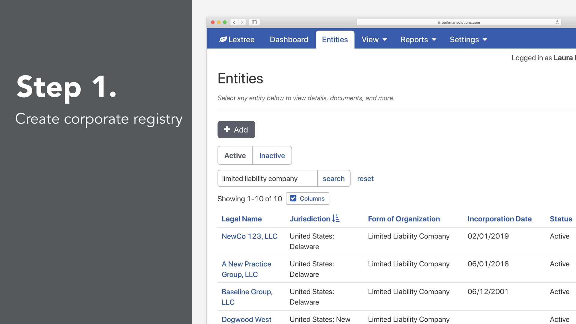 Create corporate registry