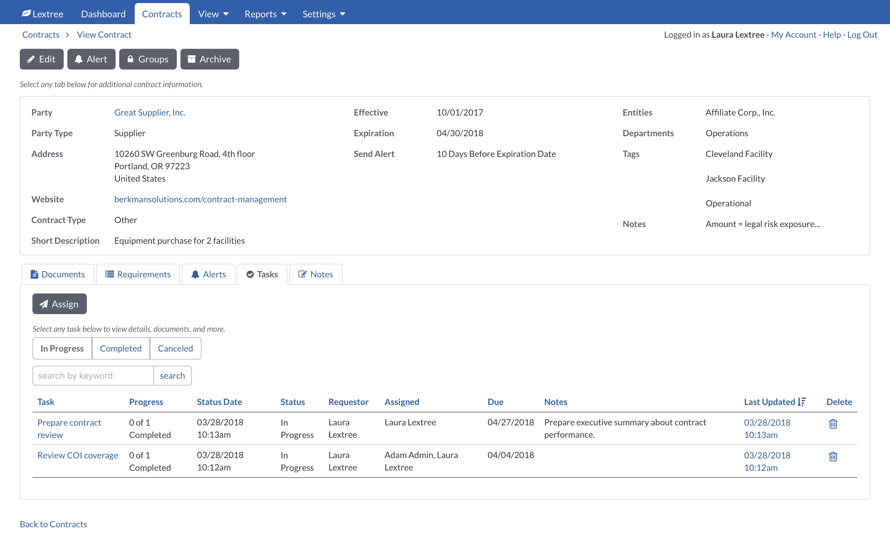 Contract Task Tracking