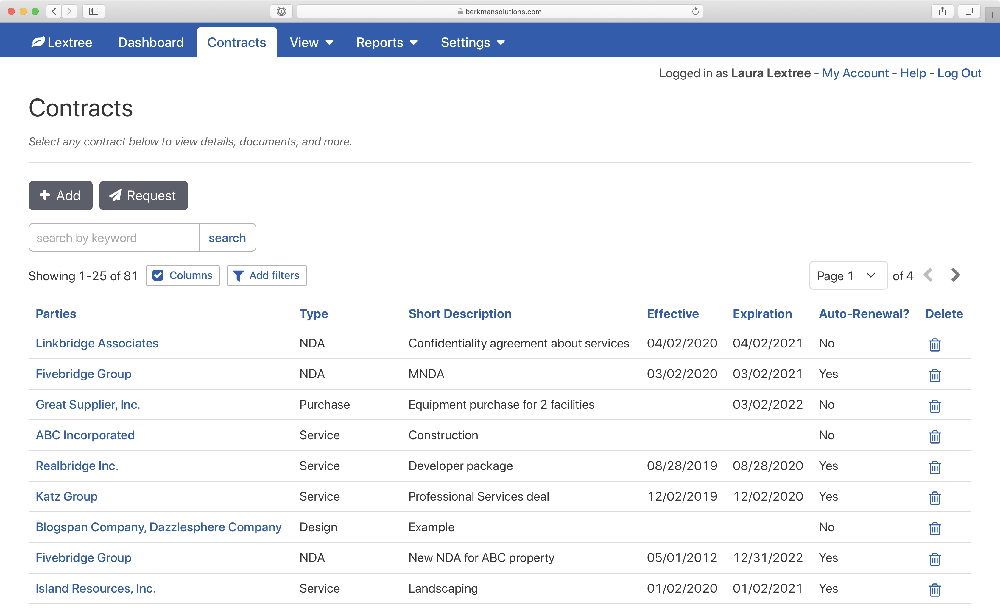 Contract Repository List