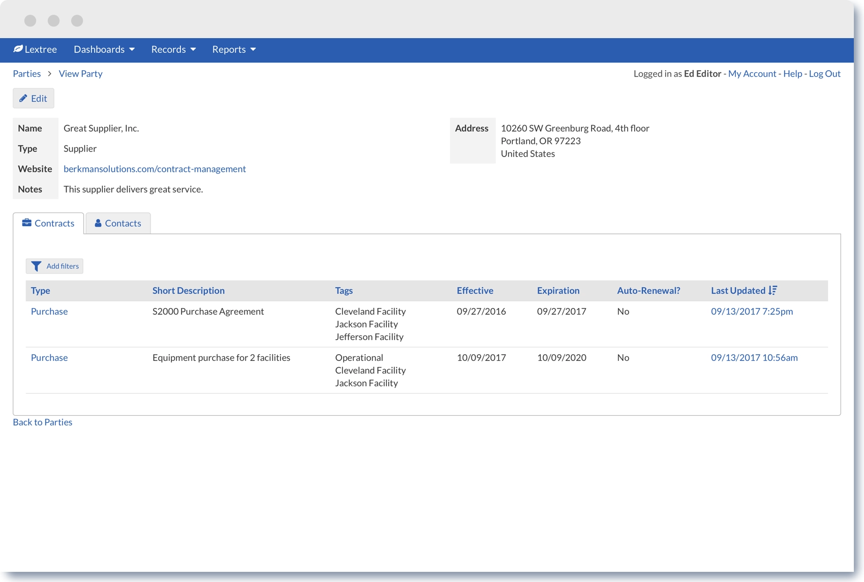 View Contract Parties