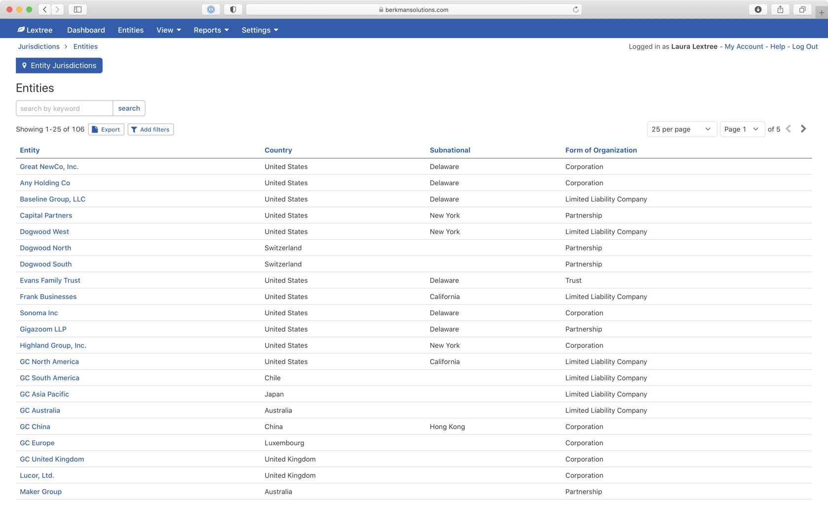 Jurisdiction Report